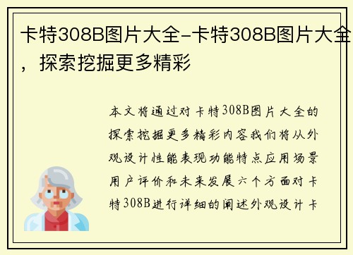 卡特308B图片大全-卡特308B图片大全，探索挖掘更多精彩