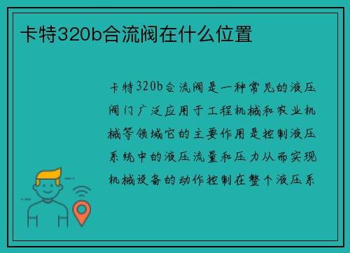 卡特320b合流阀在什么位置